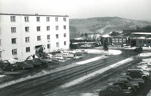 Building 210, and the Post Office. 1968, Sembach AB, Germany