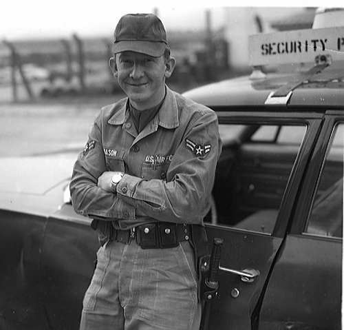 Sembach Police Airman John G. Mason on the job. Circa 1968