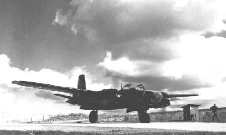 Sembach B-26 on a ground check after engine overhaul.  Circa 1954