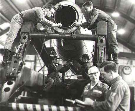 Mace missile engine repair. Sembach Air Base, Germany, Sembach AB Germany