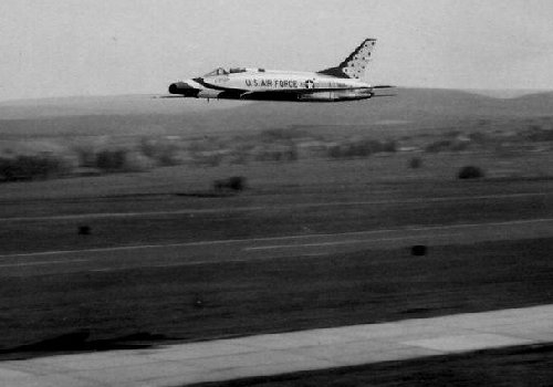 This was one of those rare occasions when the Thunderbirds used Sembach as their practice field.  1963 photo by Jim Pint.