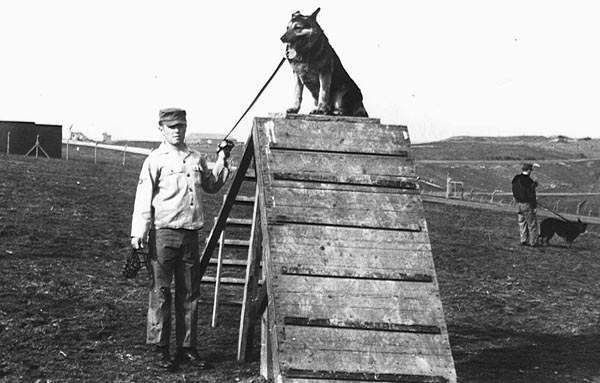 K9 handler Joe Wagster, circa 1957, Sembach Air Base, Germany