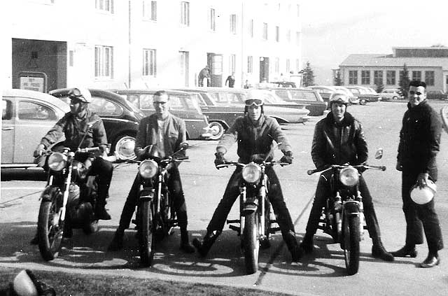Motorcycles at Building 210, Sembach AB, circa 1966