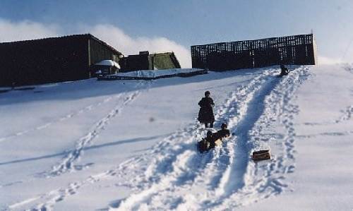 Fun behind the Sembach NCO Club at Christmas, Circa 1967, Sembach AB, Germany